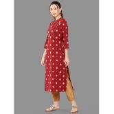 Janasya Rayon Printed Straight Womens Kurti - Red ( Pack of 1 ) - None