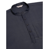 Jompers Men's Navy-Blue Solid Cotton Short Kurta-XXL / Navy-Blue