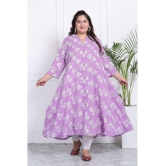 Swasti Cotton Blend Printed Front Slit Womens Kurti - Purple ( Pack of 1 ) - None