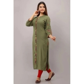 Preksha - Olive Rayon Womens Front Slit Kurti ( Pack of 1 ) - None