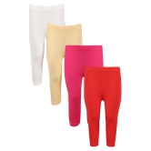 GREENWICH WHITE,BEIGE,FUCHSIA and RED GIRLS CAPRI LEGGINGS - PACK OF 4 - None