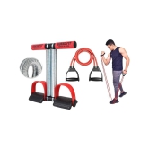 HORSE FIT Double Spring Tummy Trimmer Ab Exerciser and Double Toning Tube for Men and Women - Abs Exercise & Body Toner Equipment for Home Use. Gym & Fitness Kit. - Maroon