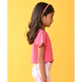 STRIPED RIBBED PINK SUMMER GIRLS T-SHIRT - PINK-9-10 YEARS / 1N / PEACH