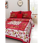 Divya Bazaar Cotton Double Bedsheet with 2 Pillow Covers - Red