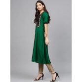 Women Green & Black Yoke Design A-Line Kurta