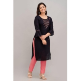 Kapadia - Black Rayon Womens Front Slit Kurti ( Pack of 1 ) - None