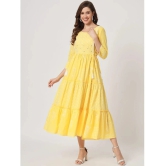 AMIRAS INDIAN ETHNICWEAR Cotton Printed Ankle Length Womens Fit & Flare Dress - Yellow ( Pack of 1 ) - None