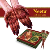 Neeta Mehendi Cones for Hand Desgning & Wedding, Bridal Mehandi Cone Reddish Brown Color 12 Pcs in 1 Box (Pack of 3)