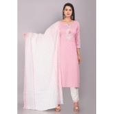 HIGHLIGHT FASHION EXPORT - Pink Straight Cotton Women''s Stitched Salwar Suit ( Pack of 1 ) - None