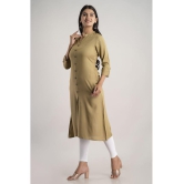 MAUKA - Khaki Rayon Women''s Front Slit Kurti ( Pack of 1 ) - None