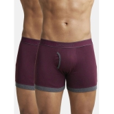 Jockey 1017 Men Super Combed Cotton Rib Solid Boxer Brief-Wine Tasting & Charcoal Melange(Pack of 2) - None