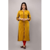 Preksha - Mustard Rayon Womens Front Slit Kurti ( Pack of 1 ) - None