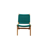 Orchid Homez Hand Woven Lounge Chair Solid Wood Outdoor Chair with Stool (Natural, Pre-Assembled) (Sea -Green)