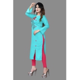 haya fashion - Turquoise Rayon Women's Straight Kurti ( Pack of 1 ) - None