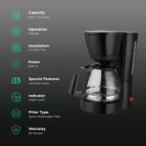 Croma 600 Watt 5 Cups Manual Black Coffee Maker with Rust Resistant (Black)