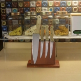 BARISH - Magnetic Knife Holder I Table Top I Handcrafted with Rubberwood I 7 x 8 x 4 Inches