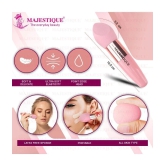 Majestique Makeup Foundation Brush with Mushroom Puff, Ideal for blending liquid - 2Pcs/Multicolor