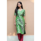 Green Brocade Kurta And Pants-XS / Kurta