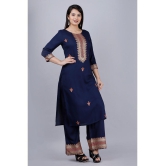 MAUKA - Blue Straight Rayon Women's Stitched Salwar Suit ( Pack of 1 ) - None