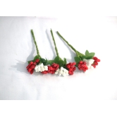 SHG Fashion Art Handmade RED and WHITE Artificial Veni Flowers with 3 Pins (Red with White  Artificial Flower Hair Accessory Set)