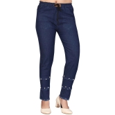 Aarika Girls Party Wear Navy Blue Colour Beads Emballished Denim Jeans - None