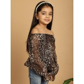 MINI & MING Girls Animal Printed Off-Shoulder Puff Sleeves Gathered Bardot Top