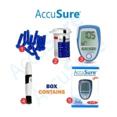 AccuSure Instant Digital Blood Glucometer Kit with 25 Strips,10 Lancet,1 Lancing device