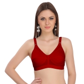 Eves Beauty Women Full Coverage Non Padded Bra-32D / Maroon / Cotton Blend