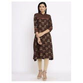 FabbibaPrints - Brown Rayon Women's Asymmetrical Kurti - XXL