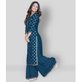 Estela - Blue Rayon Womens Straight Kurti ( Pack of 1 ) - S