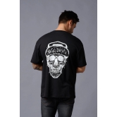 #Go Devil With Skull (in White) Printed Black Oversized T-Shirt for Men XL