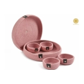 Cotton Rope Dry Fruit Tray Set-Pink