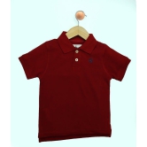 Boys Maroon Solid Polo T-Shirt