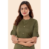 Glomee - Green Cotton Women's Front Slit Kurti ( Pack of 1 ) - None