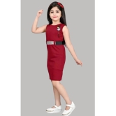 Coxxup Maroon Crepe Girls Bodycon Dress ( Pack of 1 ) - None