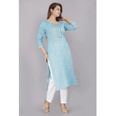 HIGHLIGHT FASHION EXPORT - Light Blue Cotton Womens Straight Kurti ( Pack of 1 ) - None