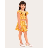 Girls Printed Stylish Flared Palazzo With Crop Top-Yellow / 7 Years-8 Years