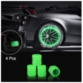 Fluorescent Tyre Valve Caps Illuminated Tire Cap Night Glow Luminous Wheel Covers Ideal for Cars and Bikes(Set of 4)-Red
