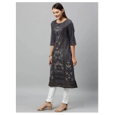 Alena Grey Cotton Straight Kurti - S