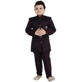 Arshia Fashions Wine Jacquard Boys Sherwani ( Pack of 1 ) - None