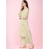 Cream Floral Printed Gotta Patti Straight Kurta With Palazzo