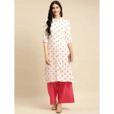 Rangita Women Rayon White Buta Printed Calf Length A-line Kurti - None