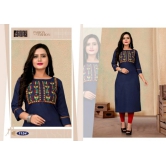 Plus Size Embroidery Cotton Kurti For Womens and Girls-4XL / Navy Blue