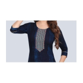 Meher Impex Rayon Embroidered Straight Womens Kurti - Navy Blue ( Pack of 1 ) - None