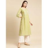 Rangita Women Mint Green Yoke Zari Embroidered Calf Length A-line Kurti - L, Mint Green