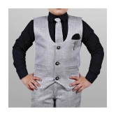 J D Creation - Grey Cotton Boys Indo Western Shirt & Pant with Waistcoat Set ( Pack of 1 ) - None