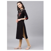 Alena - Black Cotton Women''s Straight Kurti - XL