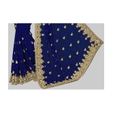 Om Shantam Sarees - Navy Blue Georgette Saree With Blouse Piece ( Pack of 1 ) - Navy Blue