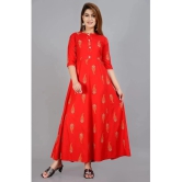 Smien - Red Rayon Womens Flared Kurti ( Pack of 1 ) - None