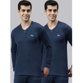 Pack of 2 Lux Cottswool - Blue Cotton Blend Mens Thermal Tops - None